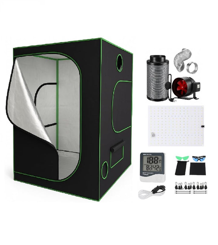 Hydro 600D Growzelt 150x150x200cm Anzucht Komplettset: Umfassendes LED Grow Tent Kit, inkl. Belüftun