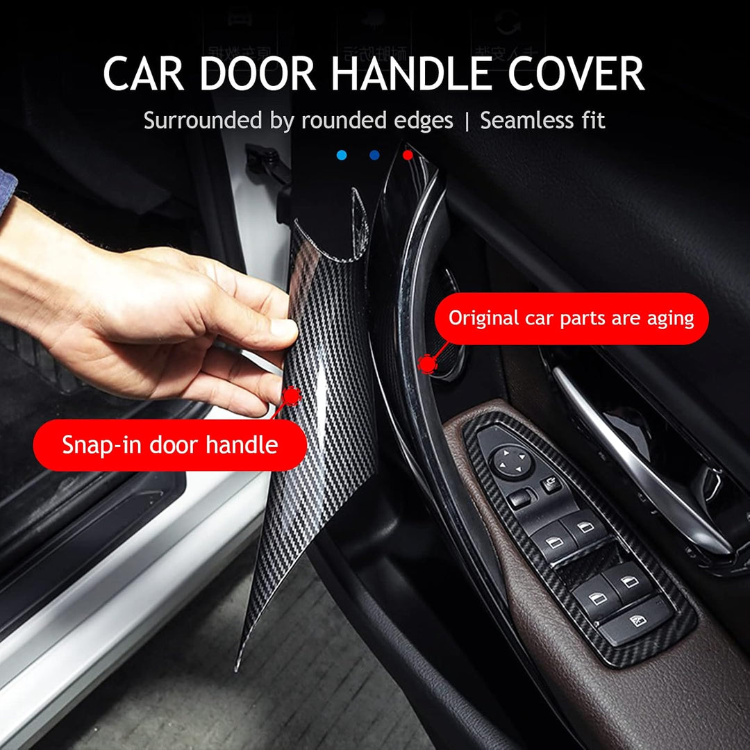 TZYSZDB Kohlefaser Schnalle Beige Türverkleidung Griff Zugverkleidung für BMW Serie 3 4 F30 F31 F32