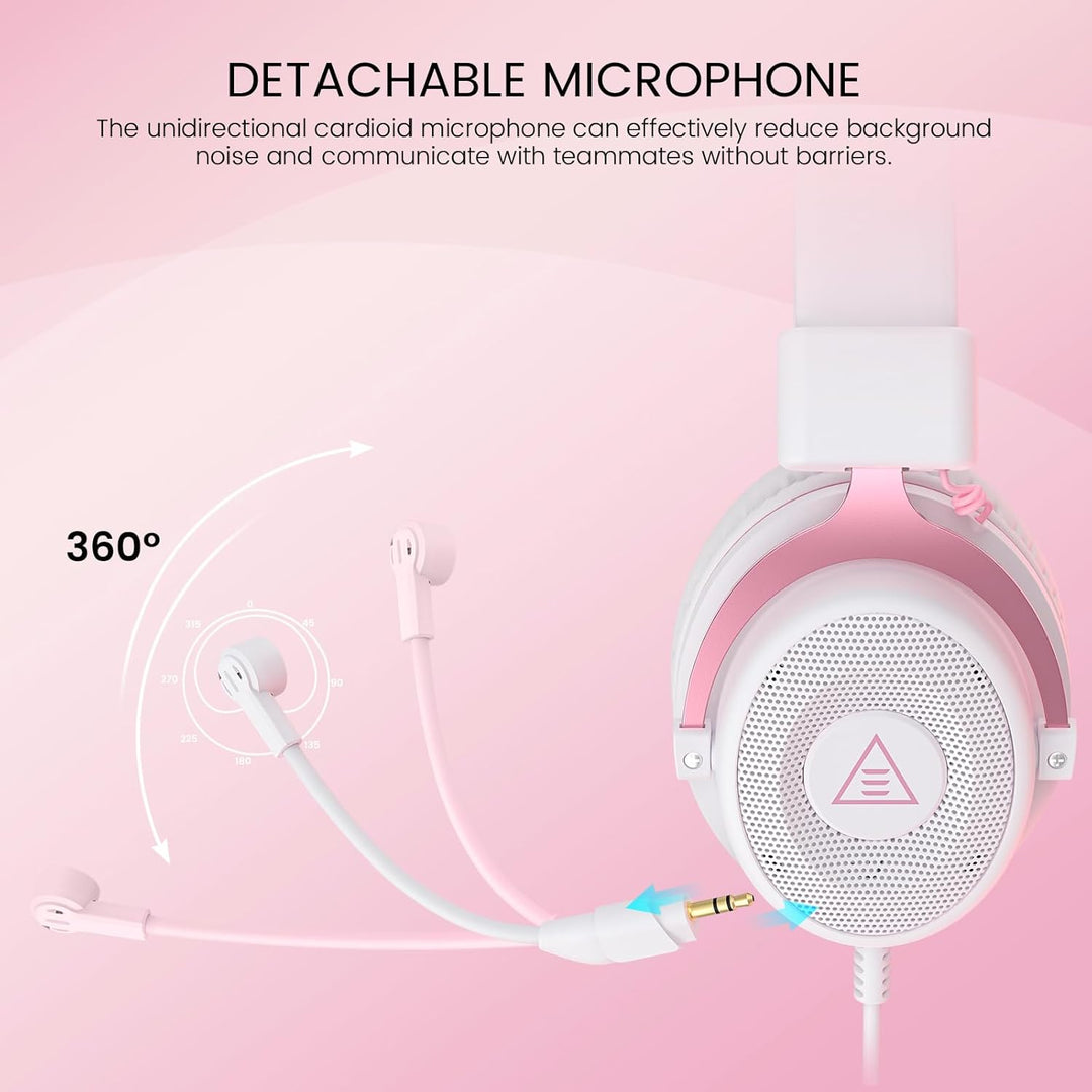 EKSA E900 Gaming Headset, PC Headset mit Abnehmbar Mikrofon mit Geräuschunterdrückung, 3D Surround S
