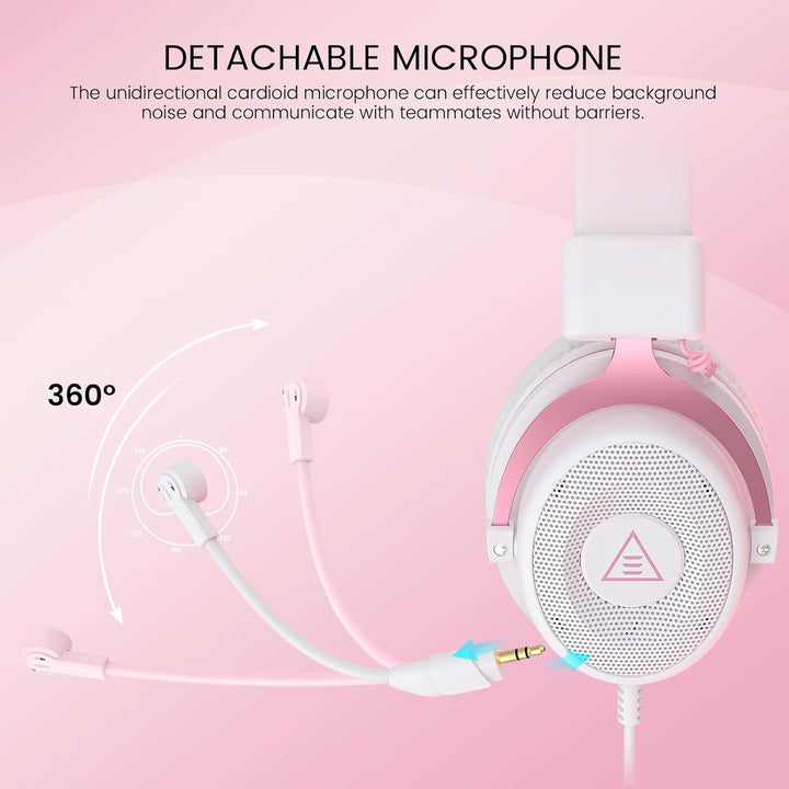 EKSA E900 Gaming Headset, PC Headset mit Abnehmbar Mikrofon mit Geräuschunterdrückung, 3D Surround S