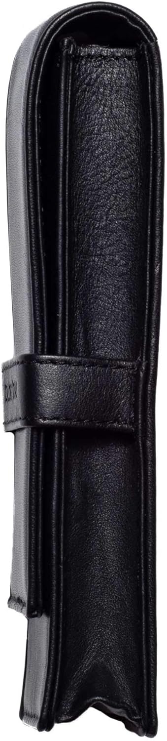 DiLoro Schreibgeräte-Etui Leder Etui Pen Case Executive Füllfederhalter Stylus in Schwarz für 2 Stif