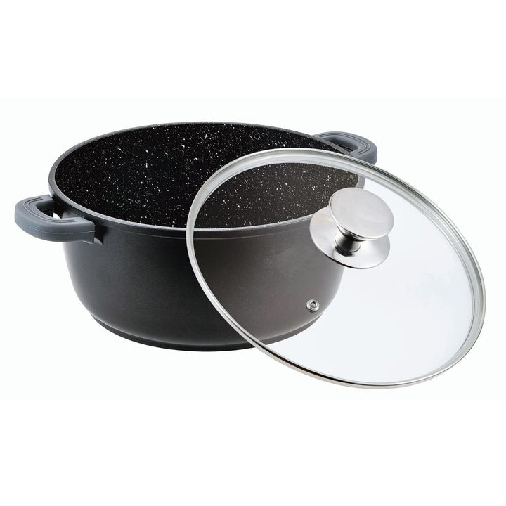 Kochtopf 10 L Suppentopf Aluminiumguss Antihaft Milchtopf Induktion Schmortopf 32 cm mit Glasdeckel