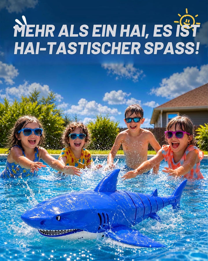 2.4G Ferngesteuertes Hai-Spielzeug mit LED-Augenleuchten, wiederaufladbares RC-Hai-Boot, IPX7 wasser