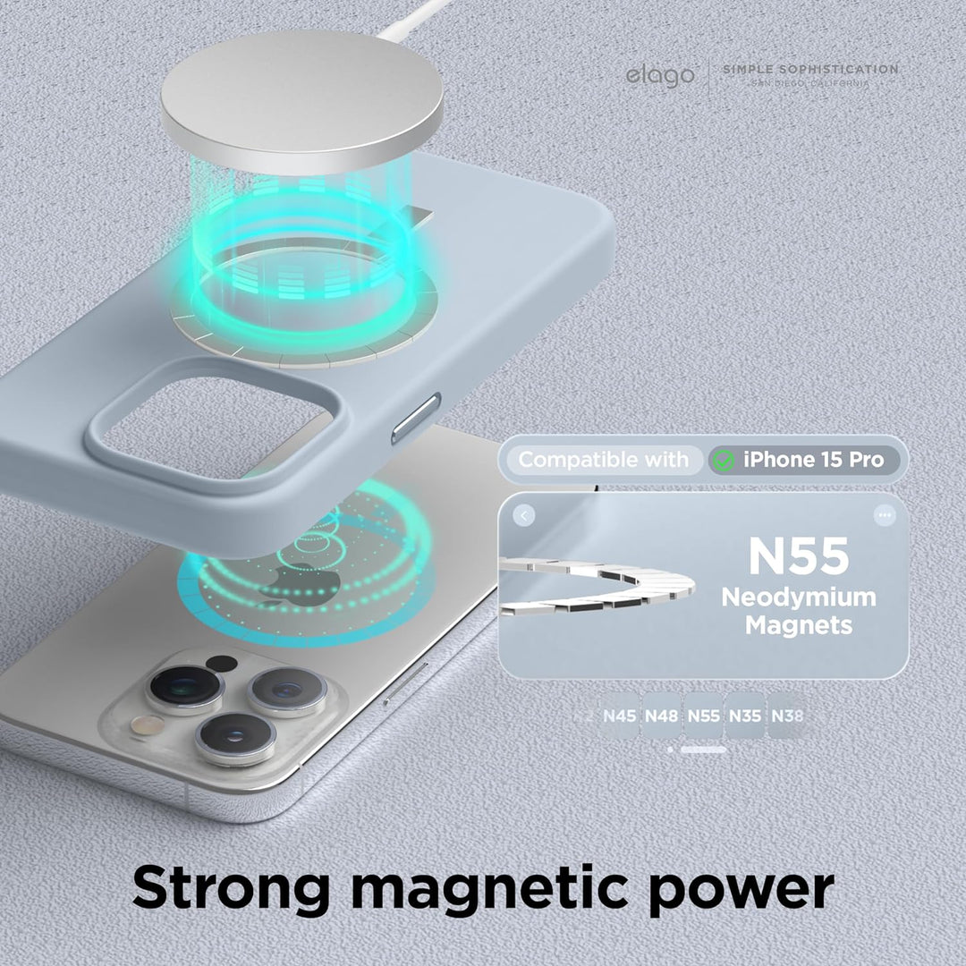 elago Magnetische Silikonhülle Kompatibel mit iPhone 15 Pro Hülle, Kompatibel mit MagSafe Alles Zube