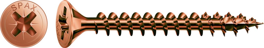 SPAX Universalschraube, 4,0 x 35 mm, 1000 Stück, Kreuzschlitz Z2, Senkkopf, Teilgewinde, 4CUT, Brüni