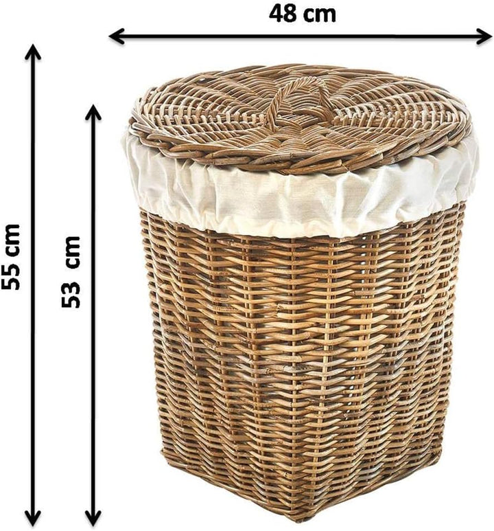 Kobolo Wäschebehälter Wäschetonne Wäschesammler KUBUS - Rattan - grau - 48x48x55 cm, 48x48x55 cm