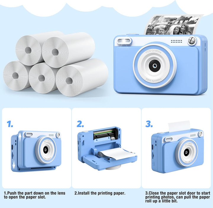 5 Rollen Druckpapier für Kinderkamera, Sofortdruck Thermopapier, Nachfüllpapier für Kinderkamera, So