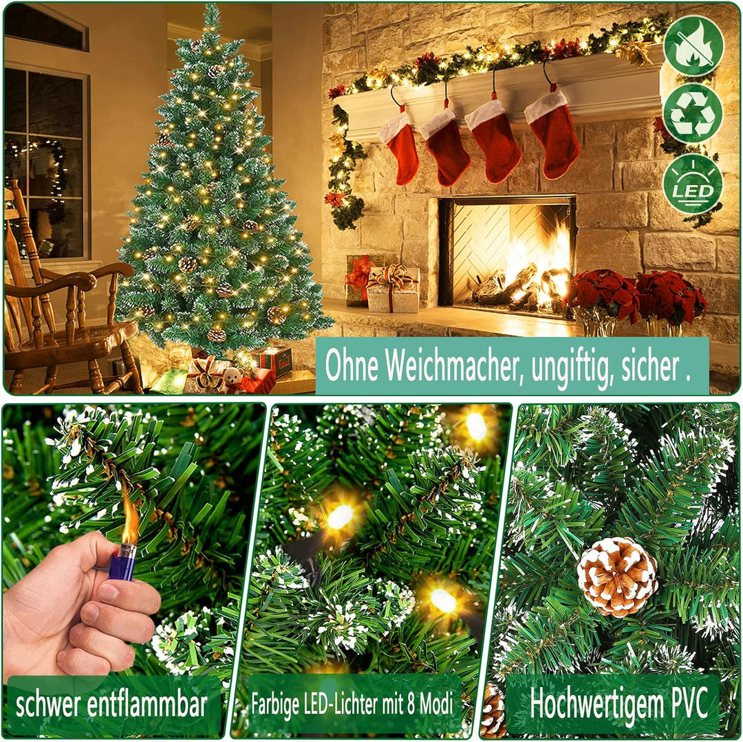 LZQ Künstlicher Weihnachtsbaum mit Beleuchtung, 150cm Weihnachtsbaum Künstlich, PVC Christbaum mit W