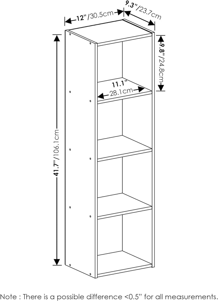 Furinno Luder Bücherregal Bücherregal Lagerregal 4-stöckig weiss Weiss 30.5(W) x 106.1(H) x 23.7(D)
