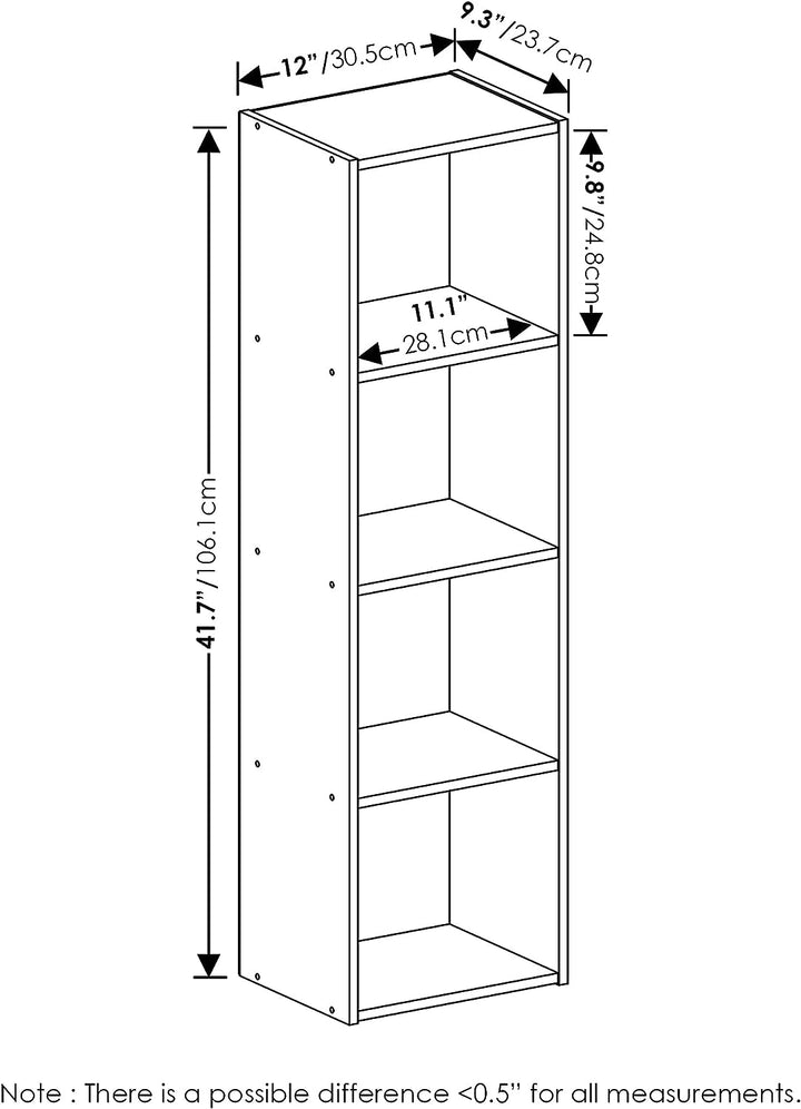 Furinno Pasir Bücherregal mit offenem Regal, 4-stöckig, grün/weiss Grün/Weiss 23.7 x 30.5 x 106.1 cm