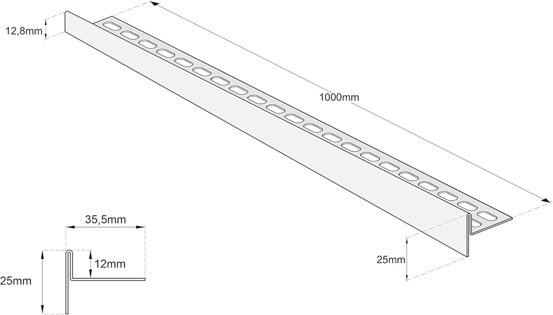 Aquabad Edelstahl Gefälleprofil Clive für begehbare Dusche 100cm, linksversion, Kantenhöhe 12mm 100c