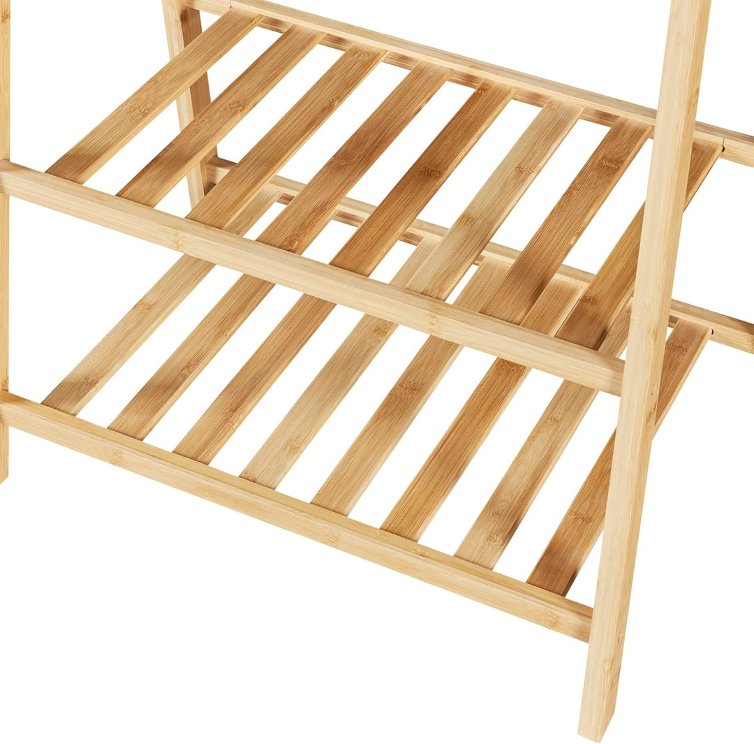 [en.casa] Bambus Garderobenständer Öckerö 150 x 60 x 40 cm mit Kleiderstange Kleiderständer mit 2 Ab