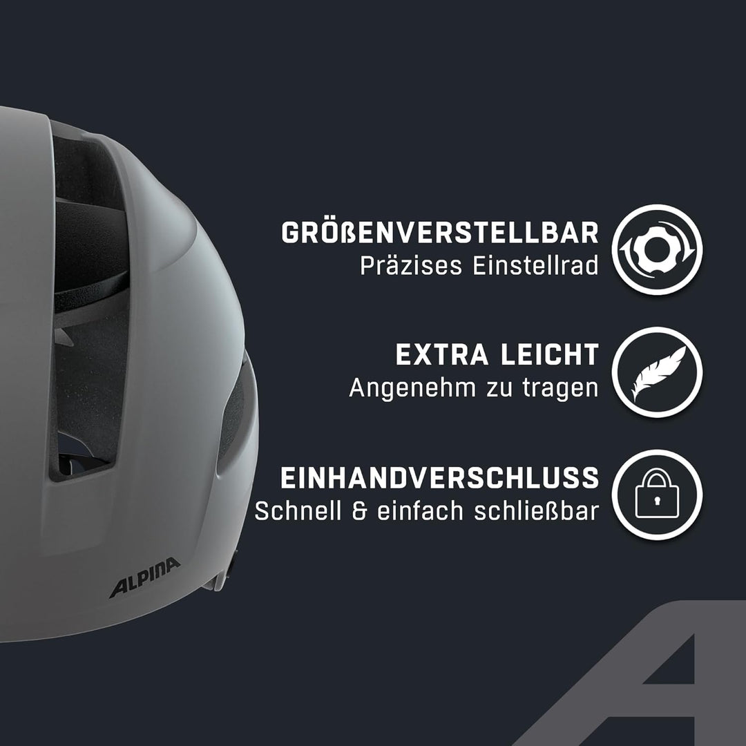 ALPINA SOHO - Extrem Robuster, Leichter & Individuell Anpassbarer Urban Fahrradhelm Für Erwachsene c