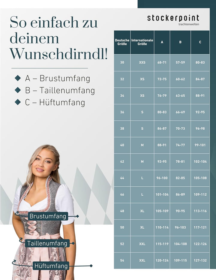 Stockerpoint Damen Dirndl Marietta Kleid für besondere Anlässe 42 Altrosa, 42 Altrosa