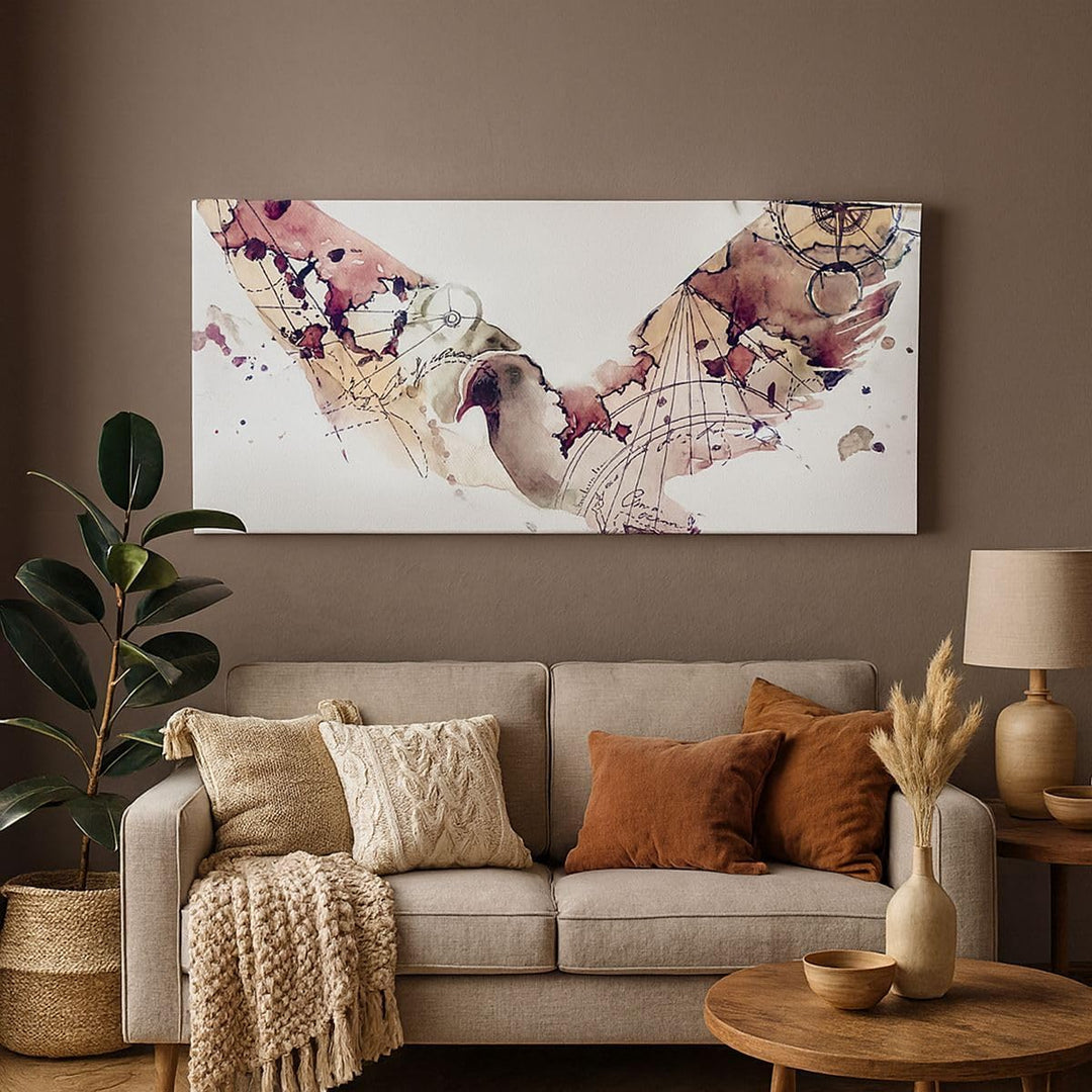 Panorama Bilder auf Leinwand Vogel Abstraktion Leinwandbild 90x30cm Wandbilder Dekoration Wohnzimmer