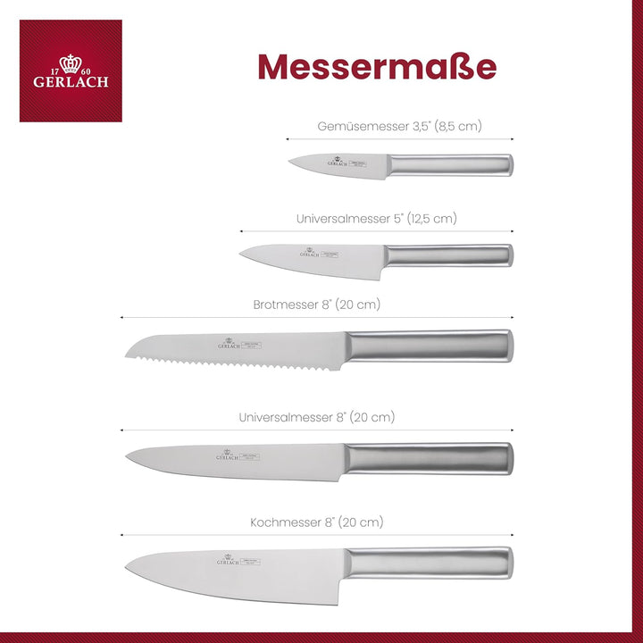 Gerlach Ambiente Messerblock Messerset Küchenmesserset 5 Messer Aus Edelstahl Küchenmesser im Block