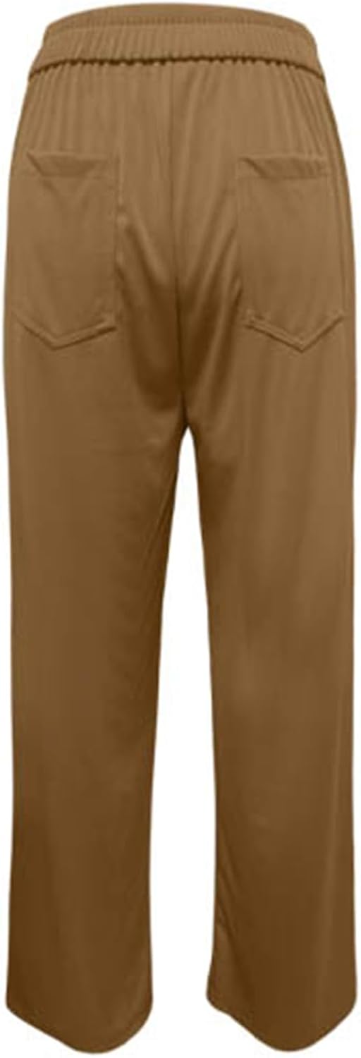 Hose Damen Langgrösse Arbeitshose für Damen, hohe elastische Taille, gerade Hose mit weitem Bein, Bu