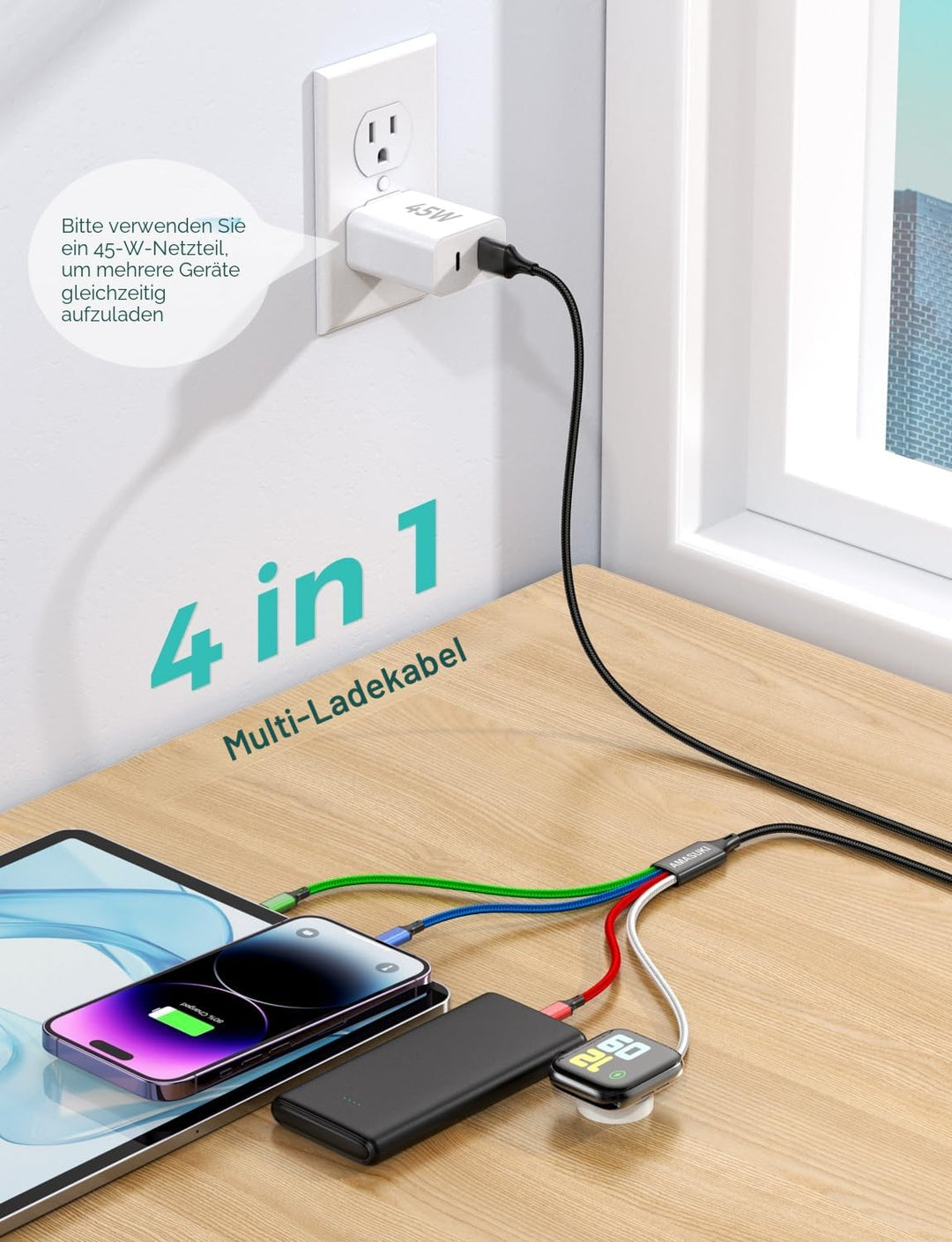 Multi-Ladekabel für Apple Watch Ladegerät Magnetische Drahtlose Watch Ladegerät USB C/L/Micro für iW