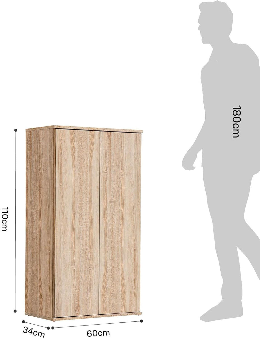 mokebo Mehrzweckschrank Büroschrank 'Der Schlanke' (60x110 cm) aus Holz schmaler Aktenschrank oder H