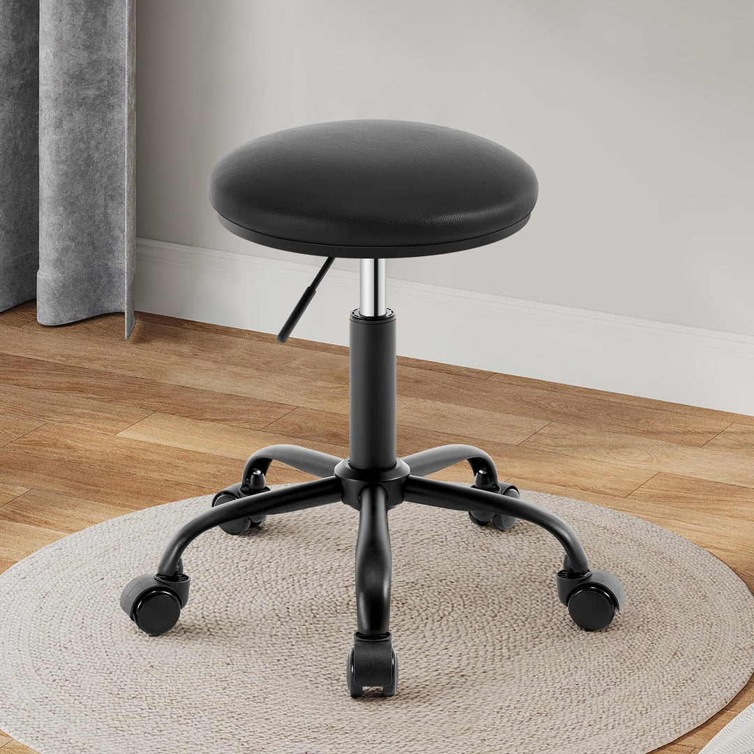 EUGAD Rollhocker höhenverstellbar, Drehhocker mit Rollen, runder Hocker 360° drehbar, Bürohocker für