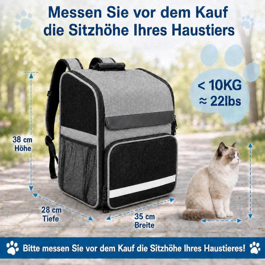 Katzenrucksack Faltbar, Hunde Rucksack, Haustier Rucksack mit verstellbaren Schultergurten, Abnehmba