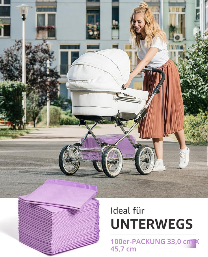 Einweg-Wickelunterlagen für Babys, ultraweich, wasserdicht, 33 x 45,7 cm, 100 Stück