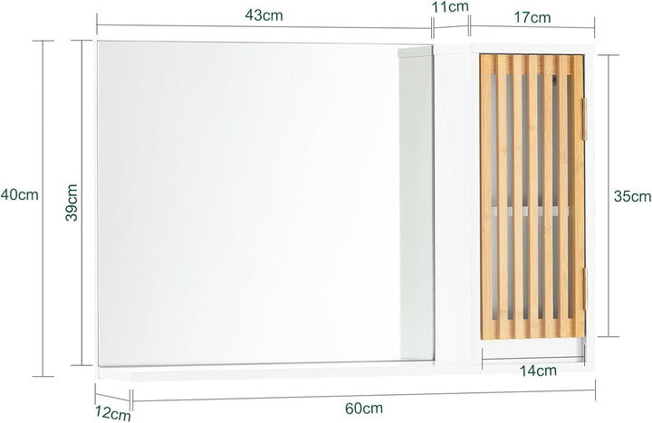 SoBuy BZR128-W Spiegelschrank Hängeschrank Wandschrank Badschrank Badmöbel Spiegel Wandspiegel Badsp