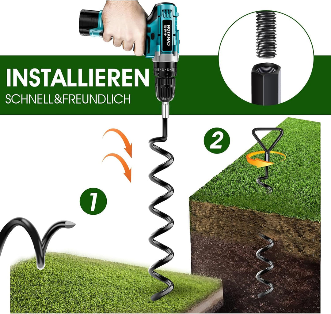 Bodenanker Trampolin 4 Pack | Heavy Duty Erdanker zum Einschrauben für Trampoline Withstand High Win
