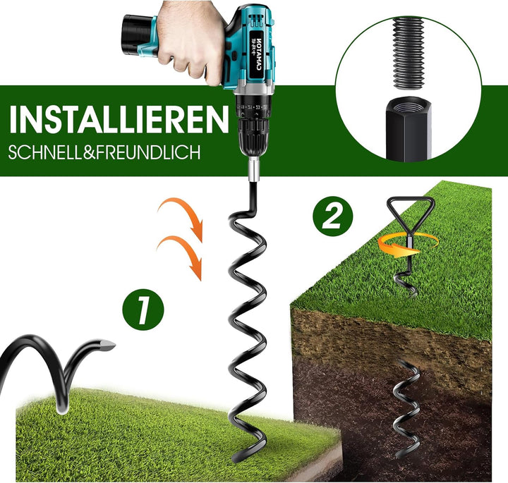 Bodenanker Trampolin 4 Pack | Heavy Duty Erdanker zum Einschrauben für Trampoline Withstand High Win