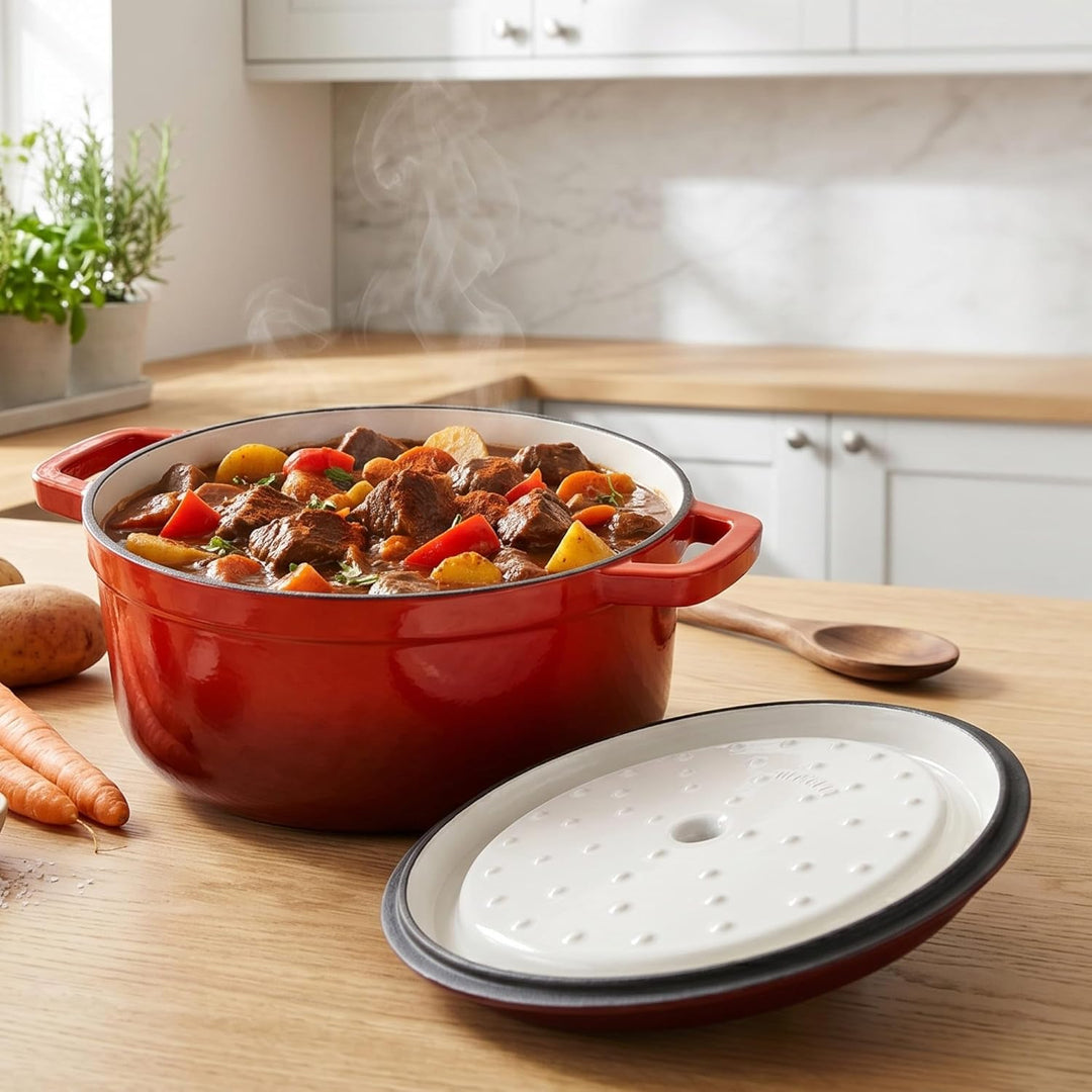 Ø28cm 7L Emailliert Gusseisen Topf Bräter Dutch Oven backofengeeignet mit Deckel - für Braten Küche