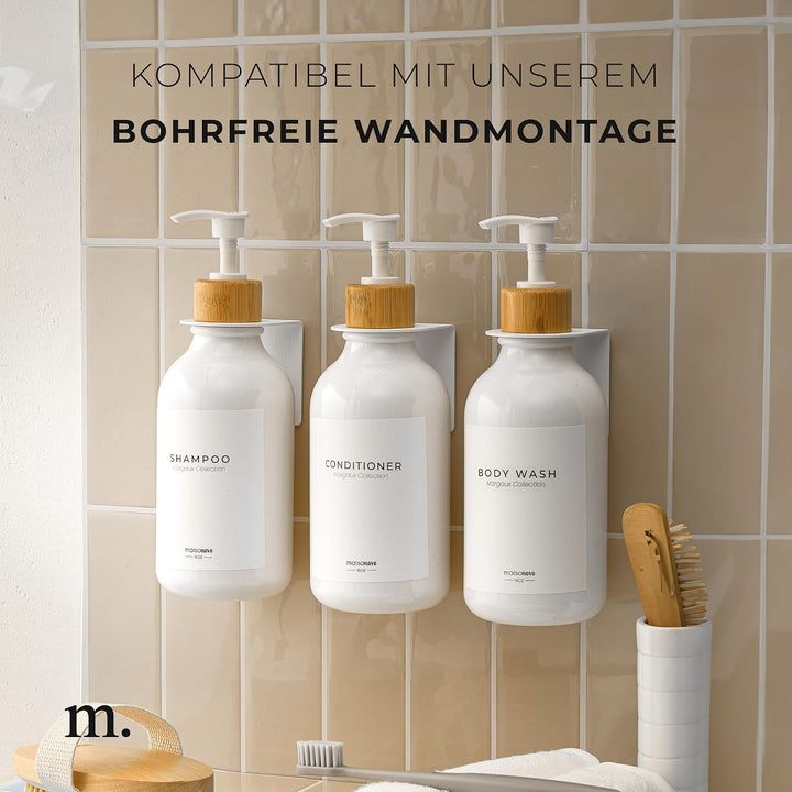 MaisoNovo Shampoo Flaschen zum befüllen - Duschgel Spender - 500 ml Set mit 3 weissen Plastikflasche