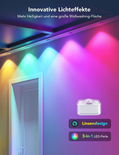 Govee Permanente Aussenbeleuchtung, RGBIC Aussenleuchten mit 72 Szenenmodi, 45m mit 108 LED Trauflic