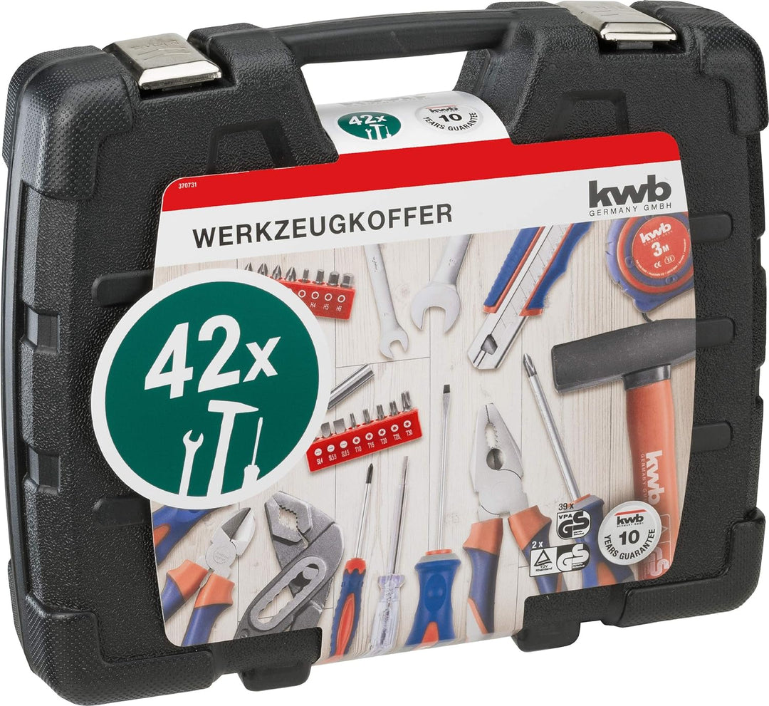kwb Werkzeug-Koffer inkl. Schrauber-Bits, 42-teilig, gefüllt, robust und hochwertig, ideal für den H
