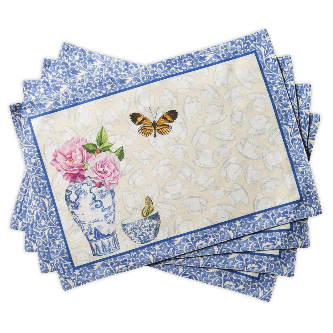 Maison d'Hermine Stoff-Tischsets, 100% Baumwolle, 4er-Set, dekorative, waschbare Ostern Tischsets fü