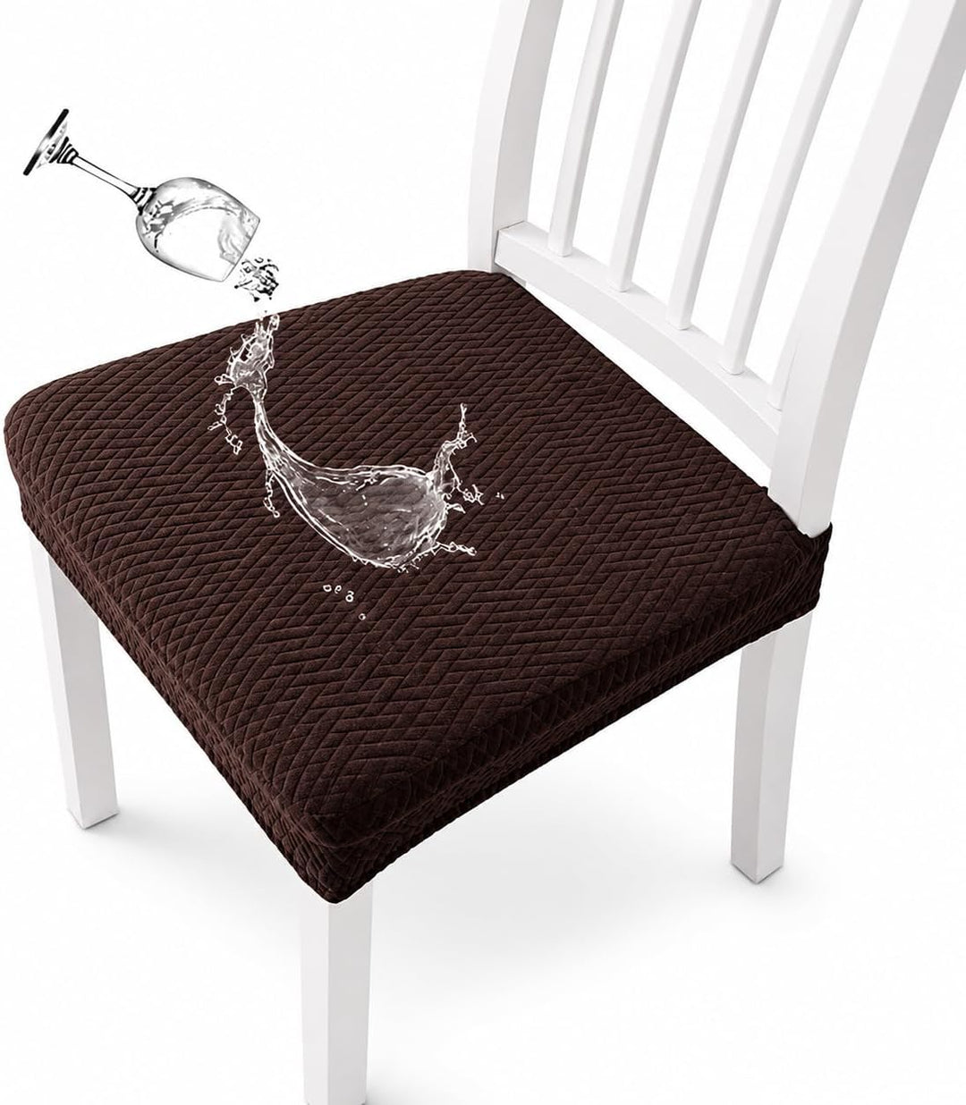 KELUINA Diamantgitter Jacquard wasserdichte Stuhl Sitzbezüge für Esszimmer Stretch Stuhl Sitzkissen