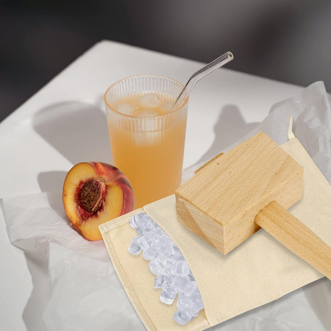 2 Stück Lewis Taschen und 1 Stück Eisschlägel Set - Wiederverwendbare Leinwand Crushed Ice Bags mit