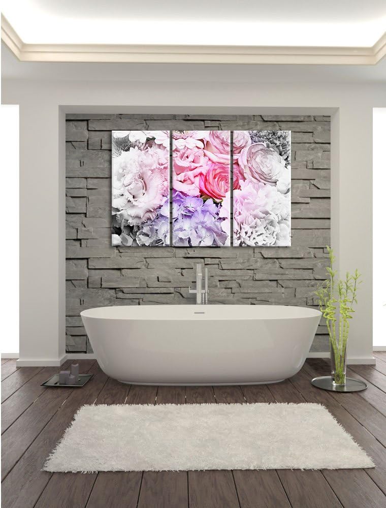 Pixxprint prachtvoller Blumenstrauss als Leinwandbild/Grösse: 3Teilig / Wandbild/Kunstdruck/fertig b