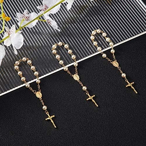 30 Stück Acryl Rosenkranz Perlen Finger Rosenkränze Kunstperlen für Taufe Gefälligkeiten Taufe Kommu