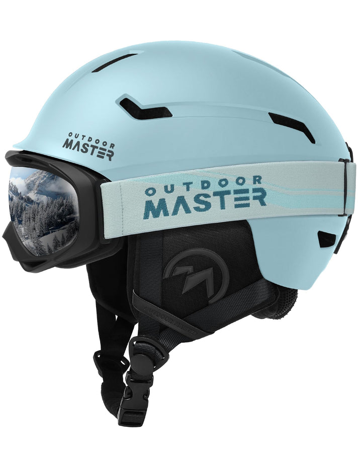 OutdoorMaster Skihelm-Set, Snowboard-Helm mit Brille für Erwachsene - 12 Belüftungsöffnungen - Skihe