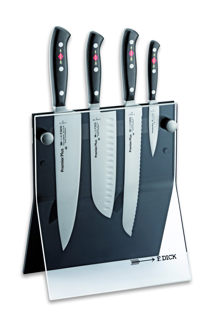 F. DICK Messerblock mit Messer, Premier Plus (Santoku, Kochmesser, Brotmesser, Officemesser, X50CrMo