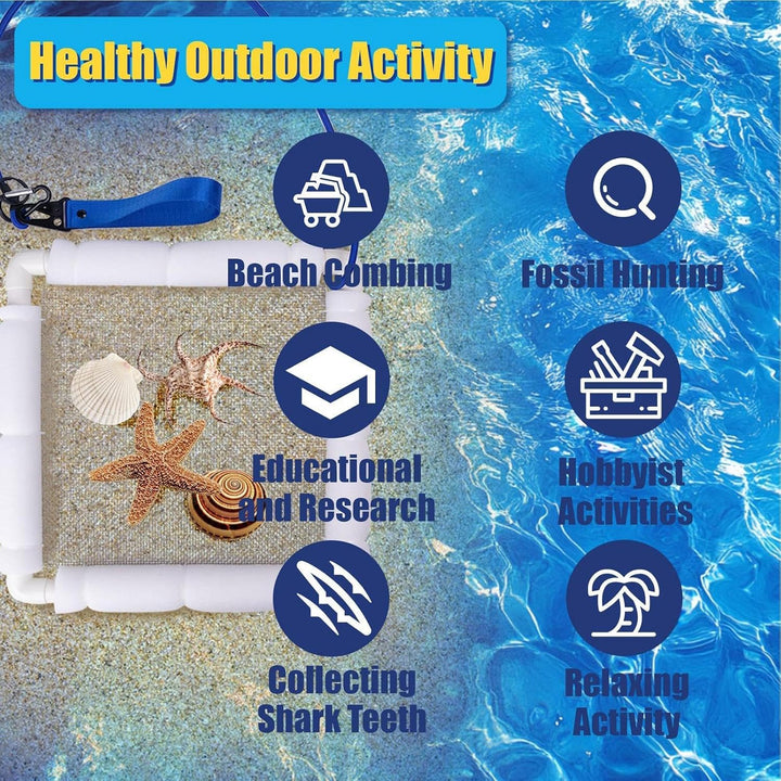 Shark Teeth Sifter for Beach Floating Screen with Wrist Strap | Muschelsieb für Garten, Meer, Ufer,
