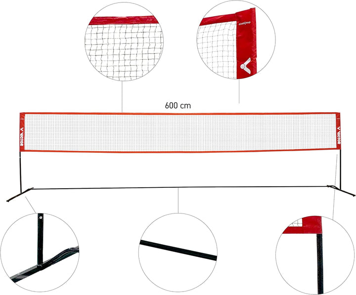 VICTOR Premium Multifunktionsnetz - höhenverstellbares Outdoor Federball Badmintonnetz – Länge 6 m o