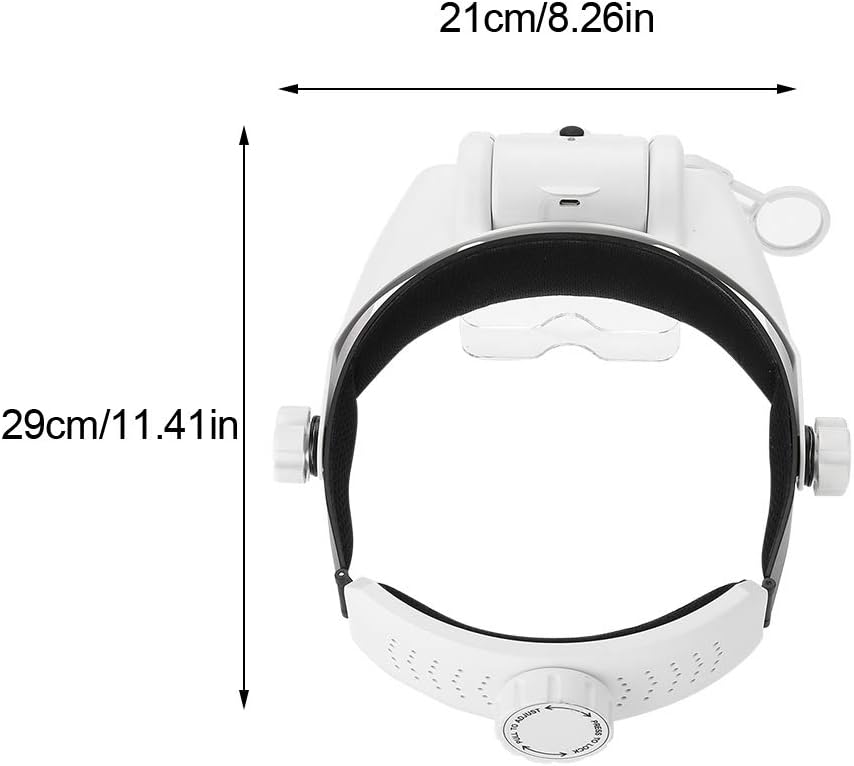 Dioche Lupenbrille mit Licht,USB-Aufladung 3 LED-Leuchten Headset Lupe Schmuckuhren Kopfbandlupe Sti