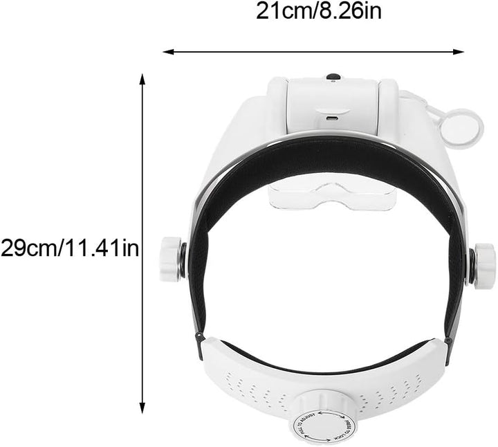 Dioche Lupenbrille mit Licht,USB-Aufladung 3 LED-Leuchten Headset Lupe Schmuckuhren Kopfbandlupe Sti