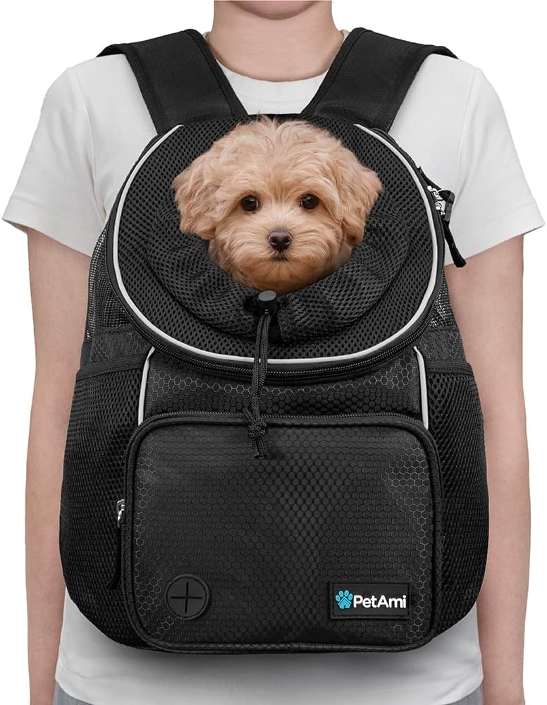 PetAmi Hundetragetasche vorne, Verstellbarer Rucksack für Hunde, Haustier, Katzen, Brusttasche, belü