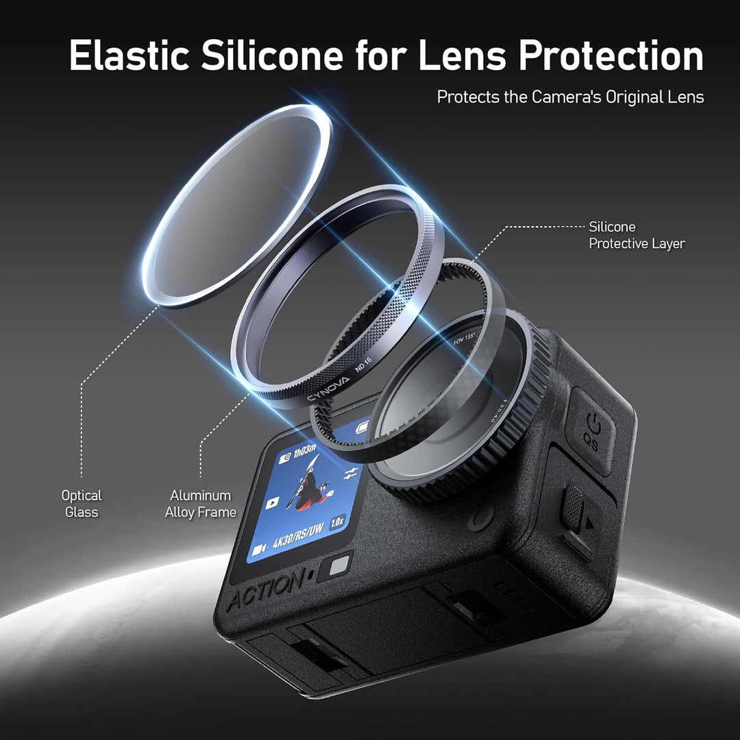 CYNOVA Osmo Action 6 ND Filter 3er Pack ND8, ND16, ND32, Osmo Action 6 Filterset Kompatibel mit DJI