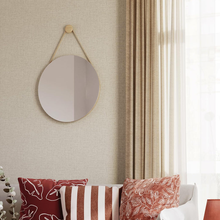 INSPIRE - Runder Spiegel NORDIK Barbier - Ø 55 cm - Hängespiegel - Holz - Beige 9.6L x 57.5B cm Nord