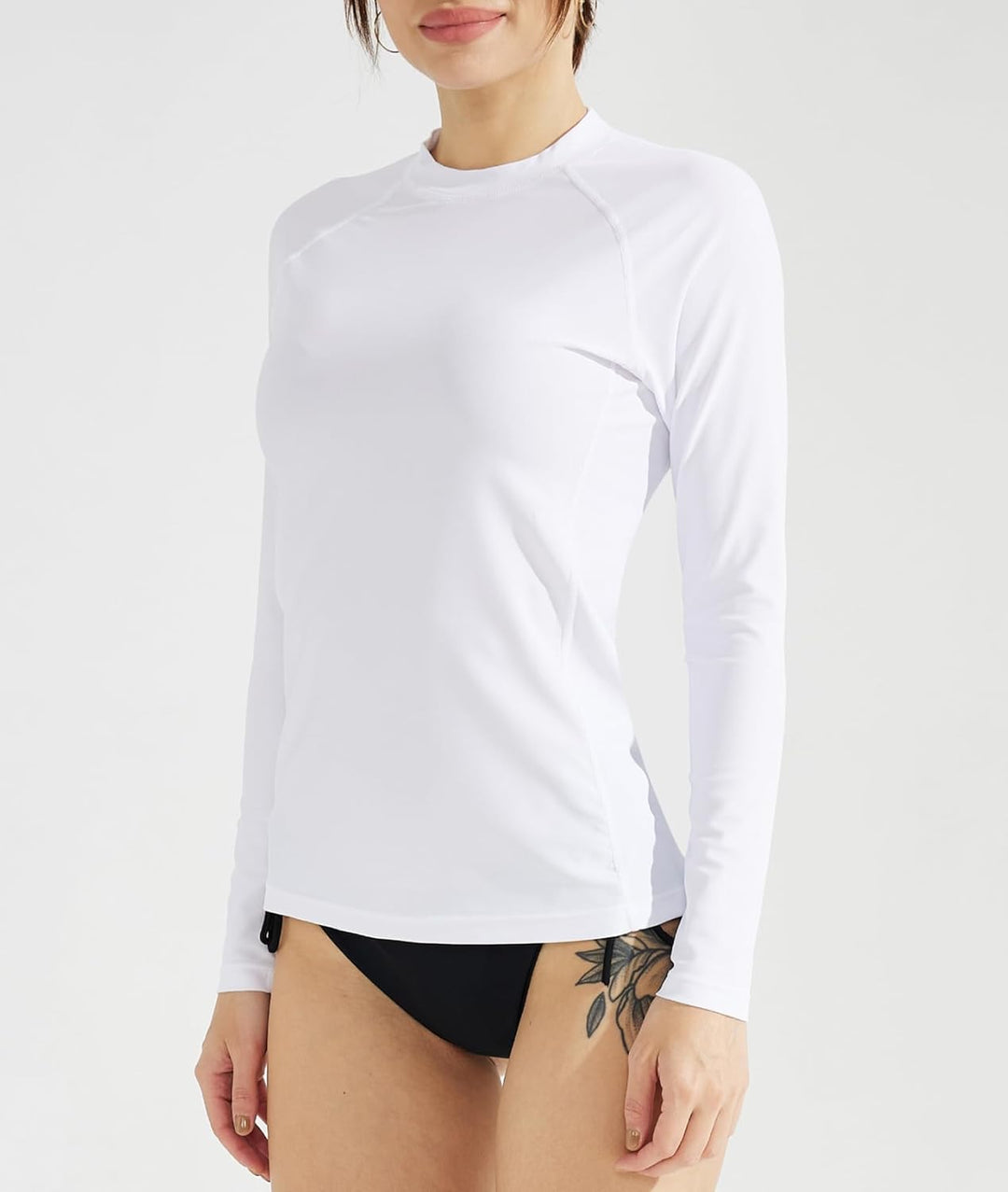 Damen Rash Guard Langarm Sonnenschutz Schnelltrocknend Badeshirt Surf Shirt Schwimmen Bademode L Wei
