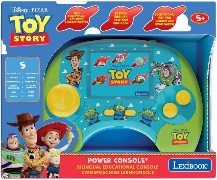 Lexibook, Disney Toy Story, Bilinguale sprechende Lernkonsole Deutsch und Englisch, 100 Aktivitäten,