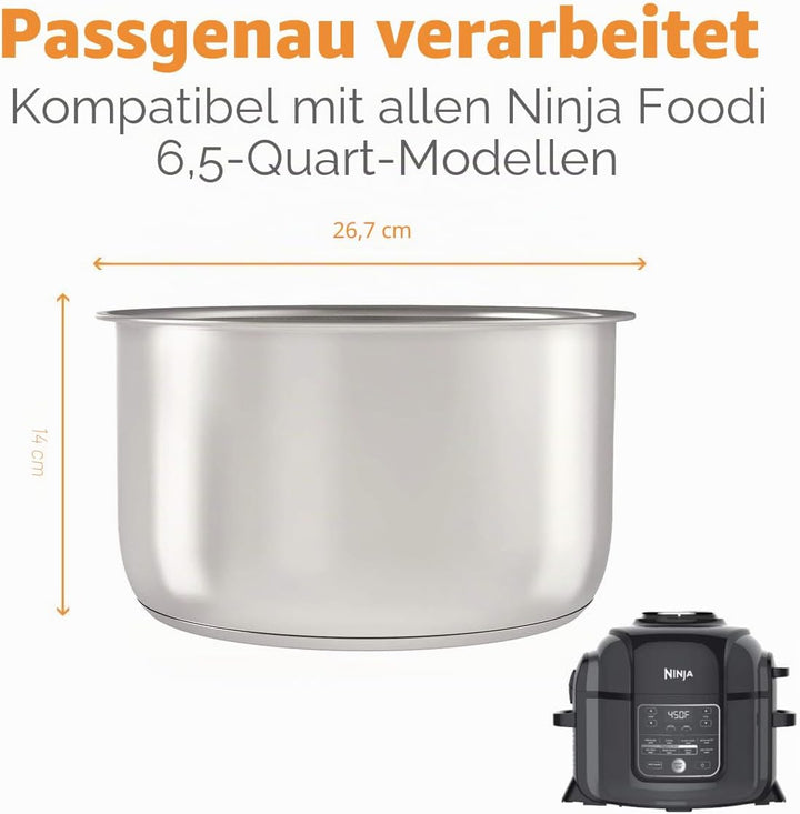 Sicheer -Einsatz aus Edelstahl, kompatibel mit Ninja Foodi 6,5 Quart, von Sicheer 6.5 Quart, 6.5 Qua